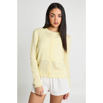 boohoo Dames Zacht Gebreid Vest Met Knoopsluiting | Citroen | Maat: Medium