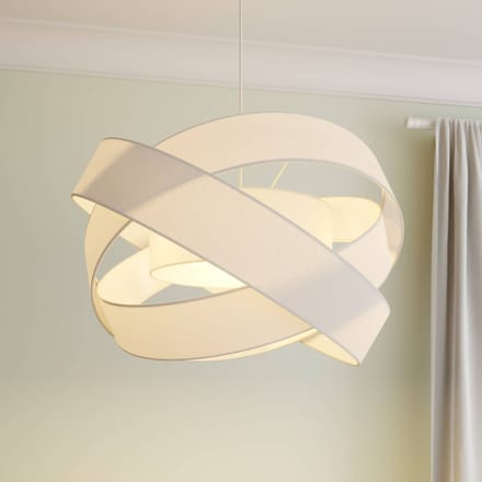 Lindby - Hanglamp - 3lichts - Stof, metaal - H: 47.6 cm - E27 - wit