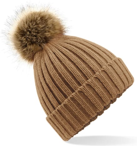 Beechfield Dames Muts Met Pompon - One size - Biscuit