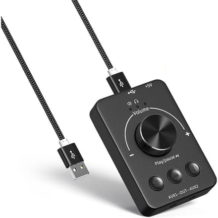 USB Computer Volume Controller BT5.1 Audio Zender U Disk Afspelen Externe Geluidskaart zwart