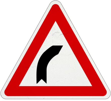 Bocht naar rechts bord - J2 | Sign Again materiaal | 15 cm