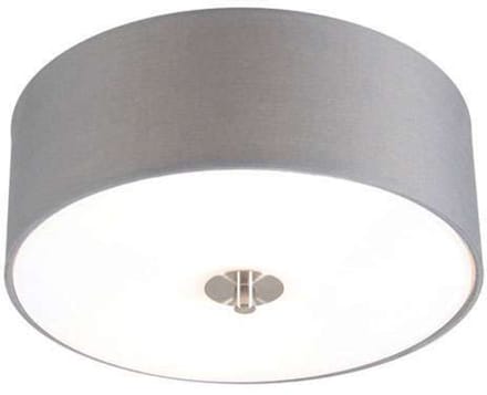 QAZQA Drum 30 R - Plafondlamp met lampenkap - 2 Lichts - Ø30 cm - grijs