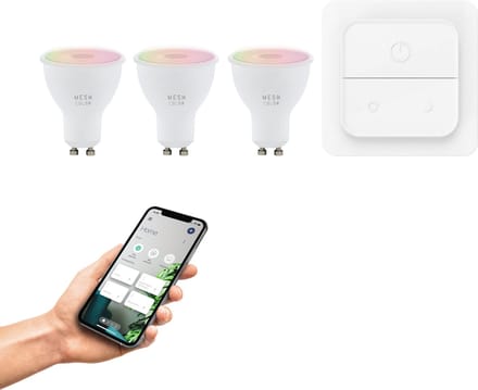 EGLO connect.z Smart Starterspakket - 3x GU10 LED Lampen - Wall Switch - Instelbaar RGB & wit licht - Dimbaar - Zigbee