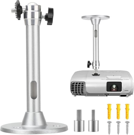 Projector Plafondhouder - Universele Beugel - Home Cinema - 360 Graden Draaibaar - 2 kg Belasting - Zilver