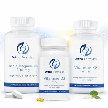Botondersteuning Pakket – Triple Magnesium, Vitamine D3 & Vitamine K2 MK-7 – Calcium & Botten