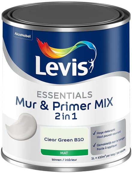 Levis - Essentials Mur & Primer Mix - Clear Green B10 - Mengverf - 1 L