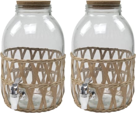 Svenska living Limonade/drankdispenser - 2x - 5L - glas - 17,5 x 32 cm