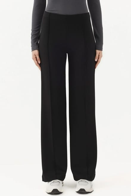 Modal Touch Rib Gedetailleerde Wijde Pantalon