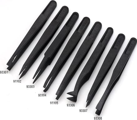 8 Stuks Pincet Set – Plastic – Precisie voor Hobby, Sieraden, Knutselen – Zwart