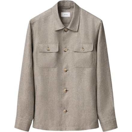Eton Four Pocket Linen Lyocell Shirt Jacket Overshirts Beige 100014699