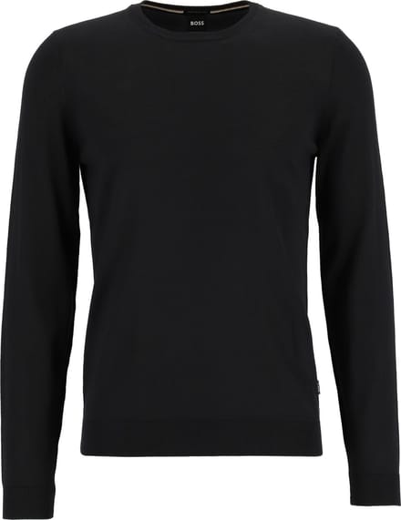 BOSS Leno heren trui wol - slim fit met O-hals - zwart