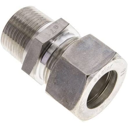 3/4'' NPT Buitendraad x 22L RVS Rechte Knelfitting 160 Bar DIN 2353 - FL2S-MO-ST-034N-22-L
