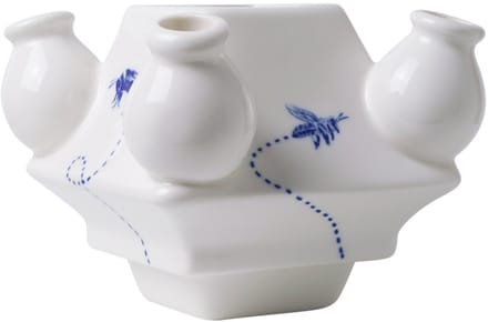 Heinen Delfts Blauw - Tulpenvaas Stapelgekte - Bezige bij - midden - 10 cm