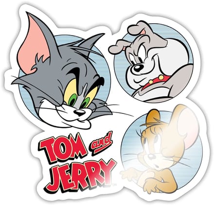 Tom En Jerry Met Hond Spike Sticker maat S (10 x 10 cm)