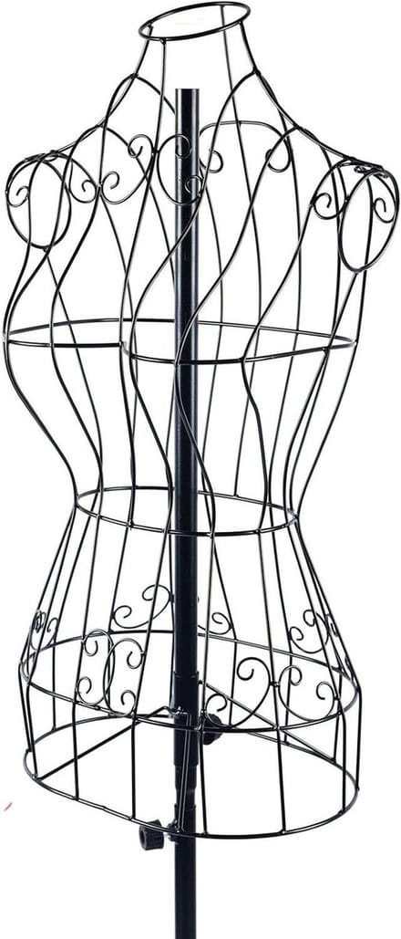 Paspop Kledingstandaard - Etalagepop Buste - Dameskleding Presenteren - IJzerdraad Constructie - 140-160 cm Verstelbaar - Zwart