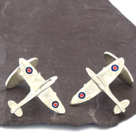 Manchetknopen - Echt Zilver 925 Spitfire Vliegtuig