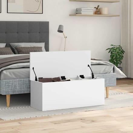 vidaXL - Opbergbox - 90x35x35 - cm - bewerkt - hout - wit