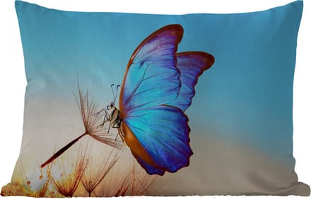 Buitenkussens - Tuin - Vlinder - Paardebloem - Blauw - 50x30 cm