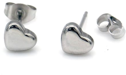 Oorsteker hart - RVS - zilverkleurig - 6 mm – valentijn – cadeau