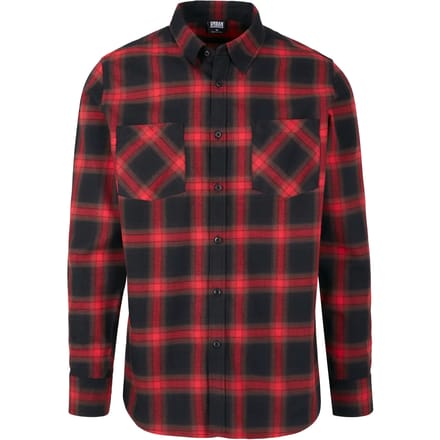 Urban Classics - Checked Flanell Overhemd - S - Zwart/Rood