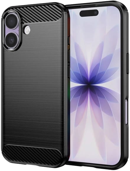 Hoesje geschikt voor Apple iPhone 17 - Techsuit Carbon Silicone Back Cover - Zwart