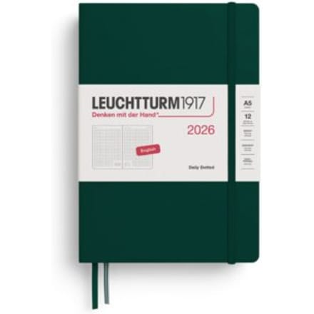 Leuchtturm1917 agenda 2026 1 dag per pagina dotted hardcover medium a5, bos groen