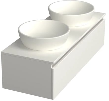 Dutchline Badmeubel Onderkast - Glans Wit - 120x46cm - 1 Lade - 2 Uitsparingen