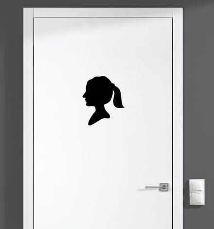 Deursticker - Dames Hoofd - Zwart 14x16