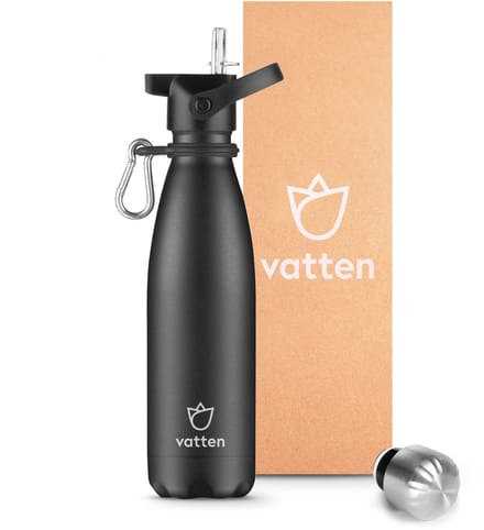 Vatten® Drinkfles RVS - 500 ml - Zwart - Waterfles - Isoleerfles - Thermosfles - Drinkbus
