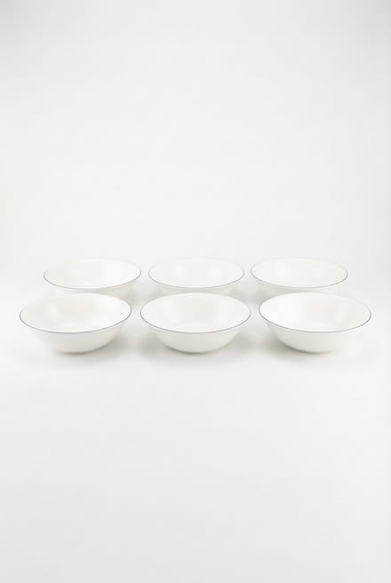 vtwonen - Kommen - Soepkom - Wit/Blauw Lijn - Set van 6 - Porselein