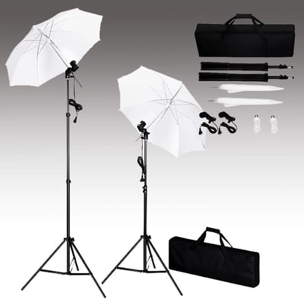 vidaXL - Fotostudioset - met - achtergrond, - lampen - en - paraplu's