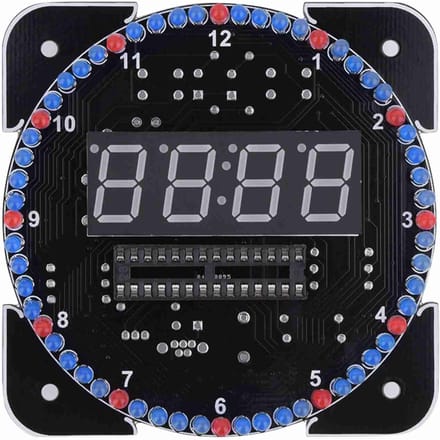 Doe-het-zelf Lichtregeling Rotatie Digitale LED Elektronische Temperatuur Klok Kit Suite WUSB Kabel Blauw gray