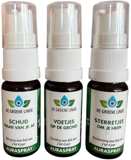 De groene linde - RGB peuters aurasprays - reinigen - gronden - beschermen - set van 3 etherische olie spray - 10ml