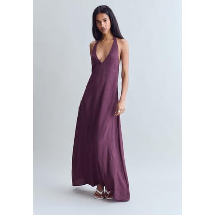 Stradivarius Midi-jurk met halternek en textuur  Purper S