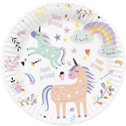 Folat BV Plates Unicorns & Rainbows 8pcs.