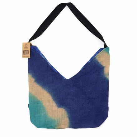 Zachte schoudertas van een mix - denimblauw