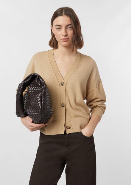 Katoenen gebreide cardigan met gerolde randen dames COMMA