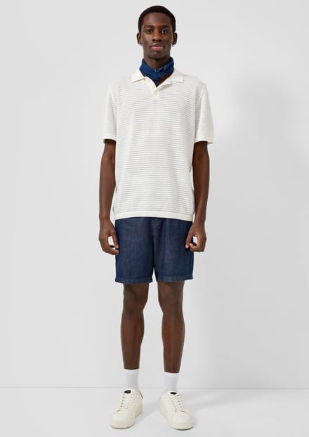 Jeans Shorts met Elastische Taille en Koord QS