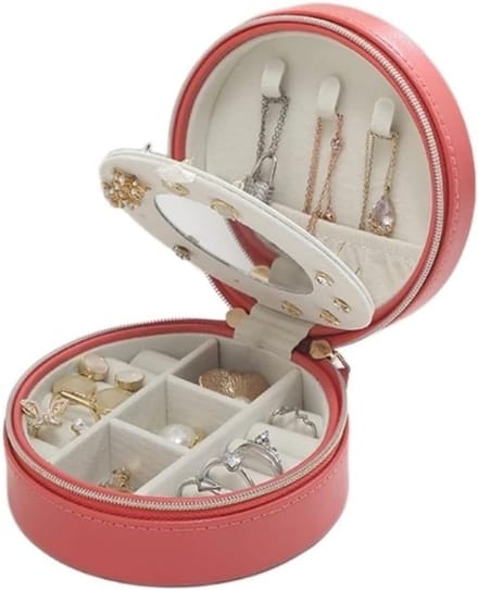 Juwelendoosje Klein - Reis Organizer - Sieraden Opbergen - Dubbele Rits - 11x5x11cm - Rood