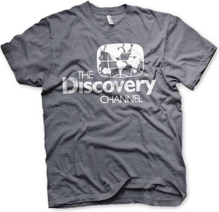 Discovery Channel Heren Tshirt -M- Distressed Logo Grijs