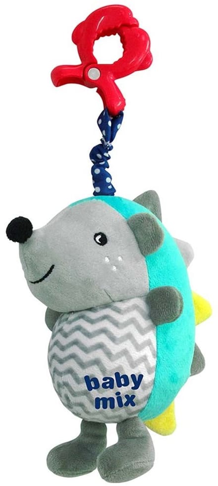 Baby Mix Egel knuffel met speeldoos en clip - Pluche knuffeldier