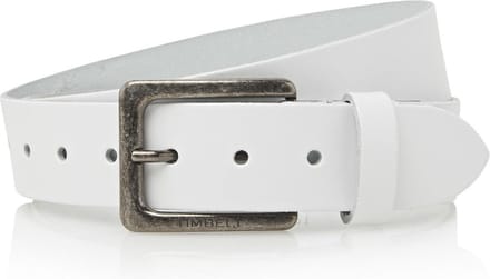 Timbelt 4cm witte riem - jeans riem - wit - 100% leder - Maat 85 - Totale lengte riem 100 cm
