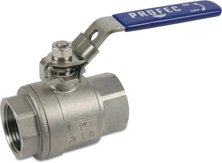 Mega 2-delige kogelkraan RVS 316 3/4" binnendraad 64bar