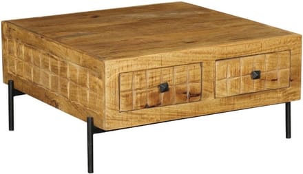 StarFurn Salontafel Brandy - Vierkant Naturel Mangohout - 80x80x40cm