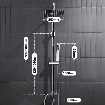 Auralum Max Douchesysteem - Regendouche - Met Vierkant Handdouche - Doucheset - Verstelbare Hoogte 72-110 cm - Regendoucheset - Waterbesparend - Chroom