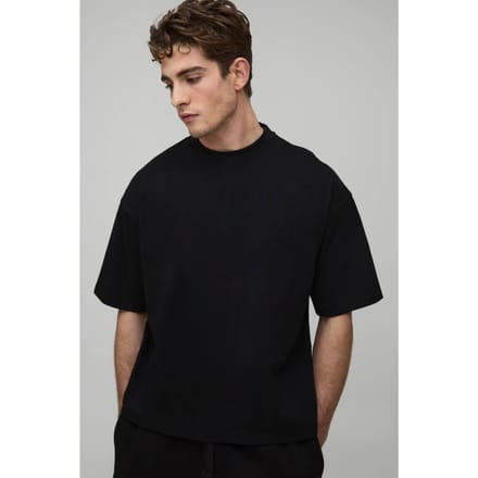 Oversized Heavyweight Verlengde Hals Boxy T-shirt | Black | Size XL