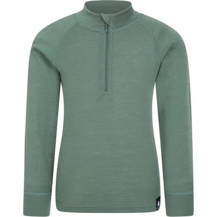 Mountain Warehouse Kinder/Kids Merino Blend Half Rits Base Layer Top (Kaki Groen)