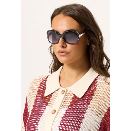 Yours Zwarte Oversized Zonnebril Met Metalen Pootjessize One Size