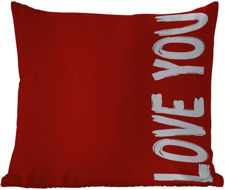 Tuinkussen - Schuin - Loveyou - Rood - 40x40 cm - Weerbestendig