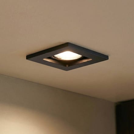 Lindby downlight Thorid, zwart, 10 x 10 cm, set van 10, GU10